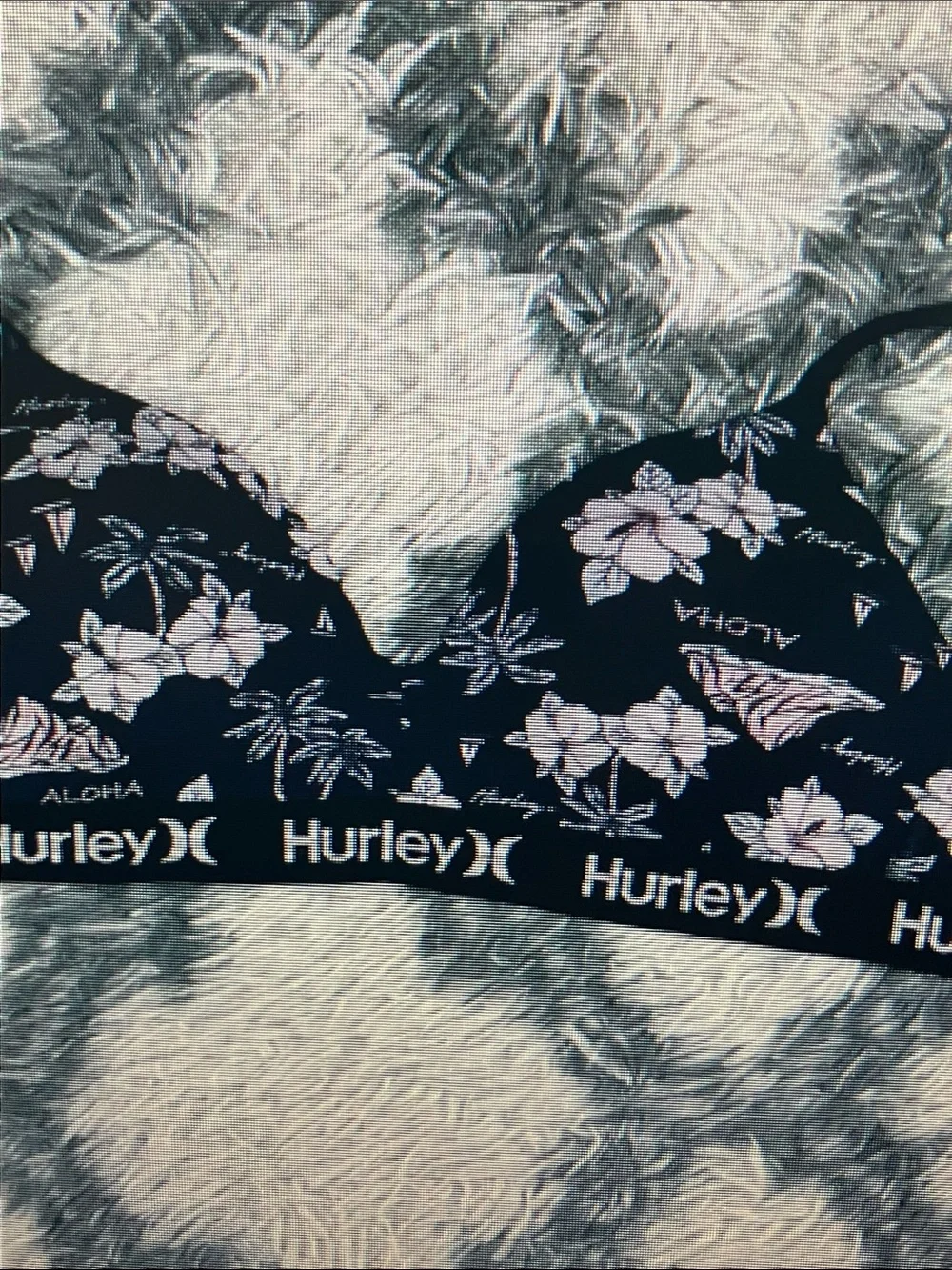 Hurley Black Bralette with Light Pink Floral Print